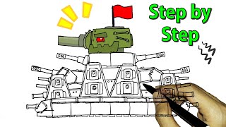 Cara Menggambar Tank Kartun KB44M ARMOR  Homeanimations  Part 5  Step by Step [upl. by Glory]