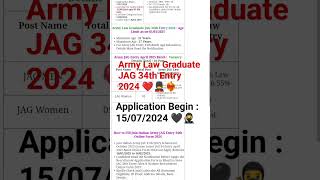 Join Indian Army JAG 34th Batch Recruitment 2024 Apply Online for 10 Post [upl. by Elaina]