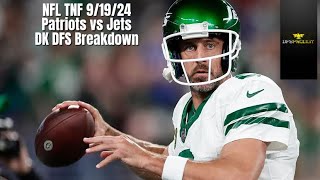 NFL TNF 91924 Patriots vs Jets DK DFS Breakdown [upl. by Kamillah]