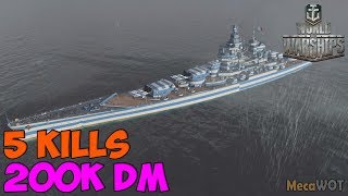 World of WarShips  Alsace  5 KILLS  200K Damage  Replay Gameplay 1080p 60 fps [upl. by Nipsirc]