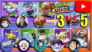 Can 3 POKEMON UNITE PROS BEAT 5 POKEMON YOUTUBERS in POKEMON UNITE [upl. by Muller]