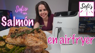 Salmon con verduras en freidora de aire Oster receta saludable airfryer [upl. by Aicert617]