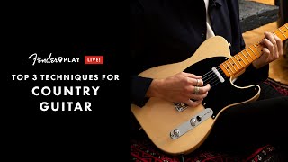 Top 3 Techniques for Lead Country Guitar  Fender Play LIVE  Fender [upl. by Hildebrandt]