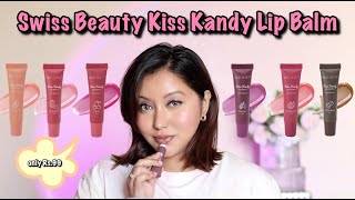 Swiss Beauty Kiss Kandy Lip Balm Review amp Swatches [upl. by Kenway167]