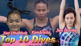 Top 10 World Class Dives from Pandelela Cheong Jun Hoong Nur Dhabitah [upl. by Nivan]