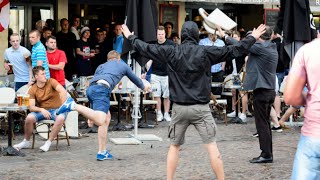 England And Wales Fans Unite Against Russian Hooligans In Lille [upl. by Oramlub]