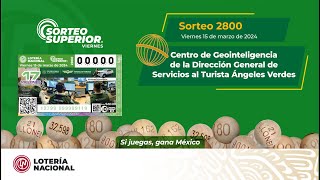 Sorteo Superior 2800 Alusivo al Centro de Geointeligencia de la Dir Gral Serv Turista Ángeles Verdes [upl. by Meehahs41]