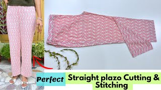 Perfect Straight Plazo Cutting and Stitchingfor All Sizes Straight plazo Design [upl. by Iahs674]