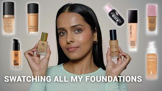 Swatching All My Foundations  My top 15 foundations [upl. by Prowel]