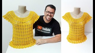 Blusa de Crochê CIGANINHA ANNE BRILHO Por Neddy Ghusmam [upl. by Asilet266]