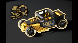 Hot Wheels Bone Shaker  50th Anniversary Black and Gold Series 2018 16 [upl. by Aztinaj]