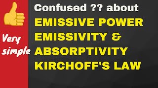 RADIATION 04  Emissive power and Emissivity Absorptive power Kirchhoffs law of thermal radiation [upl. by Philis]