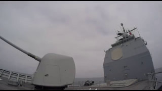 Video Cruiser USS Lake Erie Launches Missile in Exercise [upl. by Harley]