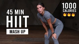 Burn 1000 Calories with this 45 MIN CARDIO HIIT Workout Full Body No Equipment No Repeats [upl. by Arol]