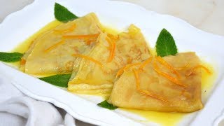 Cómo hacer crepes dulces con salsa de naranja  Crepes Suzette ¡Receta super fácil [upl. by Bollinger105]