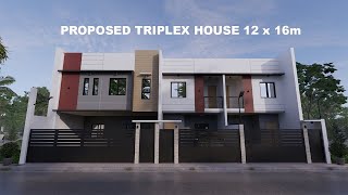 TRIPLEX HOUSE DESIGN 12 X 16M [upl. by Kelcie]