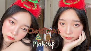 Cutie Christmas makeup 🍬🎄คริสมาสปีนี้อยู่บ้านไปก่อน ●﹏●  pprimnida [upl. by Eireva]