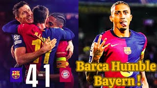 FC Barcelona vs Bayern Munich 41 Review  Raphinha hat trick 🔥 Barcelona Humble Bayern Munich [upl. by Nadean268]