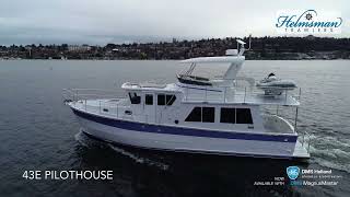 Helmsman Trawlers 38 Sedan 38E amp 43E Pilothouse  Underway Aerial Imagery [upl. by Saxe467]