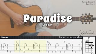 Paradise  Coldplay  Fingerstyle Guitar  TAB  Chords  Lyrics [upl. by Bently]