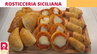 Ricetta Rosticceria Siciliana mignon pizzette calzoni e rollò [upl. by Bekah]