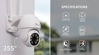 Ctronics PTZ CCTV Camera Surveillance 2K HD Security Camera Outdoo [upl. by Deehahs]