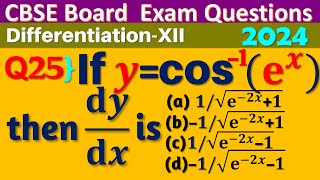 Q25  If ycos1⁡ex then dydx is  if y  cos inverse ex [upl. by Ciel]