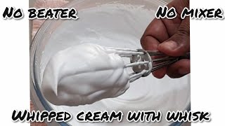 Whipped Cream With Hand Whisk In Tamil  Without Beater  Mixer  How To Make Whipped Cream In Whisk [upl. by Frances484]