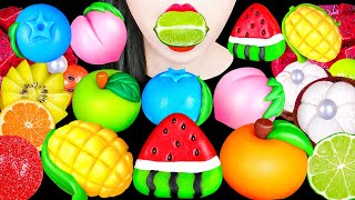 ASMR DIY FRUITS CAKE SOUR LEMON LIME 직접 만든 화과자 레몬 라임 수박화채 다양 과일 코하쿠토 무지개 EATING SOUNDS MUKBANG 먹방 [upl. by Wadsworth15]