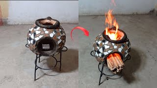 homemade wood stove  amazing ideas from broken ceramics [upl. by Delorenzo]