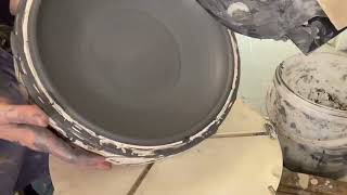 Making a large stoneware bowl with the jigger [upl. by Donny]