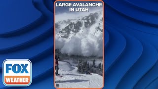 Large Avalanche Sends Giant Snow Cloud Over Skiers At Utah Resort [upl. by Nosa]