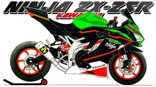 Cara Menggambar Motor ZX25R Menggambar ZX25R mudah [upl. by Nauj902]