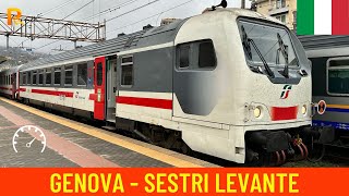 Cab ride Genova Piazza Principe  Sestri Levante Italy Liguria  train drivers view in 4K [upl. by Yenot]