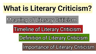 Literary Criticism in English Literature  Historical Background  Origin and Meaning  Definitions [upl. by Ginelle21]