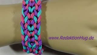 Loom Bands mit Rainbow Loom Anleitung Deutsch P  Veronika Hug [upl. by Nekcarb452]