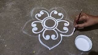 Easy rangoli alpona design for beginners  Ugadi muggulu designs  new alpona design  gudi padwa [upl. by Reames19]