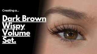 Wispy Lash Mapping Breakdown  Dark Brown Volume Eyelash Extensions on a Sensitive Client [upl. by Auqenes632]