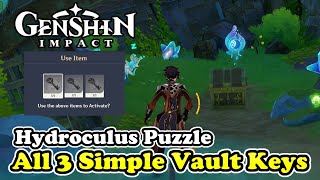 All 3 Simple Vault Key Hydroculus Puzzle Guide in Genshin Impact 42 [upl. by Dorene]