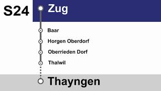 ZVV SBB Ansagen » S24 Zug — Thayngen 2022 Mit Kemptthal auf Englisch  SLBahnen [upl. by Ellirpa]