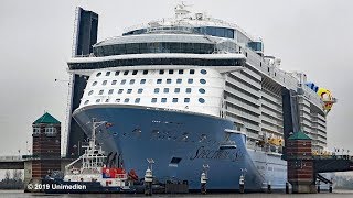 SPECTRUM OF THE SEAS  amazing conveyance giant cruise ship across very small river Ems  4KVideo [upl. by Malanie]