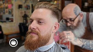 Beard Fade with Slick Back Haircut [upl. by Fanni294]