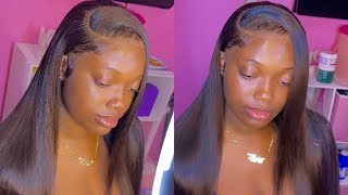 SIDE PART FRONTAL WIG TUTORIAL WITH MINIMUM BABYHAIRS ❤️ [upl. by Araminta]