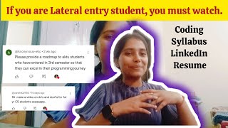 Roadmap to Lateral entry students who is in Btech CS amp IT  Career guidance  LinkedIn  Resume [upl. by Daly]