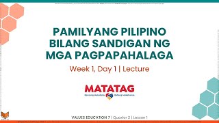 Values Education 7  Q2W1D1  Pamilyang Pilipino Bilang Sandigan ng mga Pagpapahalaga Lecture [upl. by Asseneg]