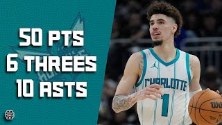 LaMelo Ball 50 pts 6 threes 10 asts vs Bucks 2425 season [upl. by Enelez]