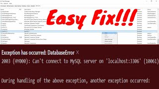 How to fix quotCant connect to MySQL Server on localhost3306 10061quot  Programming Nation [upl. by Docilu780]