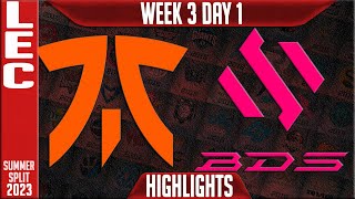 FNC vs BDS Highlights  LEC Summer 2023 W3D1  Fnatic vs Team BDS [upl. by Rotce995]