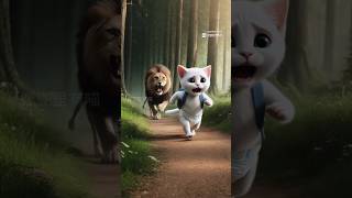 The lion went after the little cat 😭🥺‎vslneuzofficial shortsfeed shorts viralcat facts [upl. by Ailama]