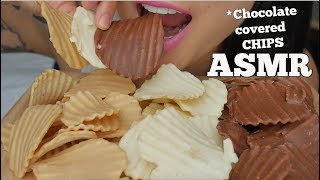 ASMR Potato Chips Covered CHOCOLATE CRUNCHY EATING SOUNDS  SASASMR [upl. by Elinor]